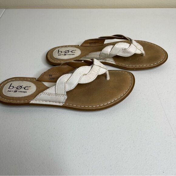 BOC Born Concepts White Faux Leather Thong Sandals Flip Flops Slides Women 9 - Picture 5 of 13